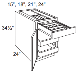 Top Drawer Base Cabinet With 2 Roll Out Tray