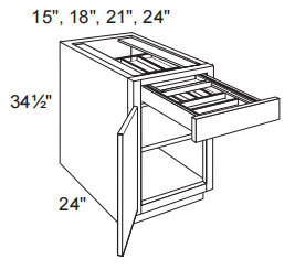 2 Tier Top Drawer Base Cabinet