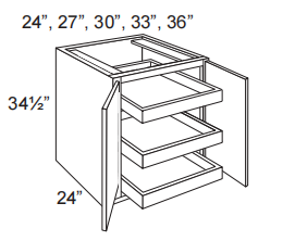 2 Doors Base Cabinet With 3 Roll Out Tray