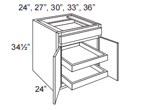 2 Doors Base Cabinet With 1 Drawer & 2 Roll Out Trays