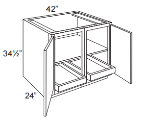 2 Door Base Cabinet With 2 Roll Out Tray