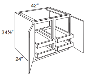 2 Doors Base Cabinet With 4 Roll Out Tray