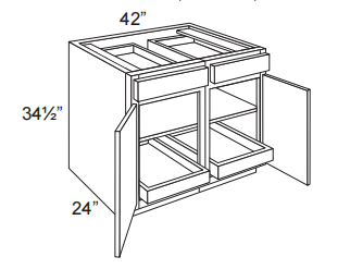 2 Doors Base Cabinet With Roll Out Tray