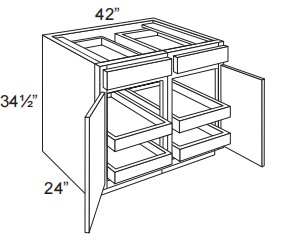 2 Doors Base Cabinet With 4 Roll Out Trays