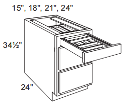 2 Tier Top Drawer Base Cabinet