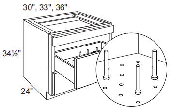 3 Drawers Base Cabinet With 1 Dish Organizer