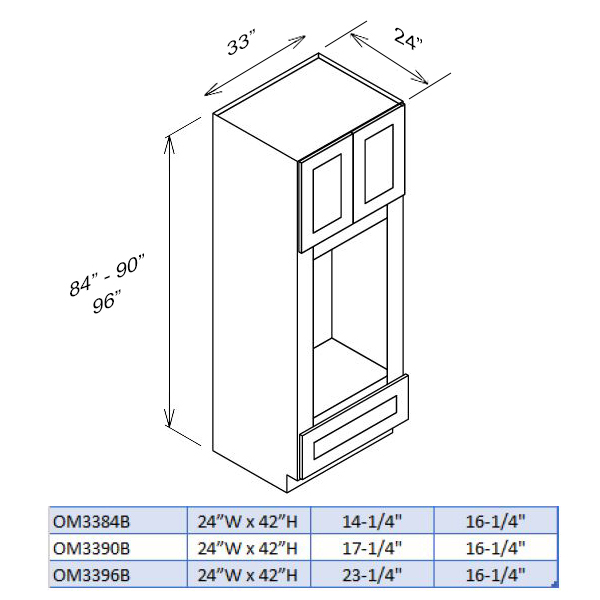 Oven Cabinets - 2 Door 1 Drawer