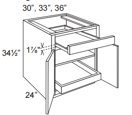 2 Doors Base Cabinet With 1 Range Drawer Box And 1 Roll Out Tray