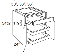 2 Doors Base Cabinet With 1 Range Drawer Box And 2 Roll Out Tray