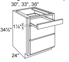 2 Drawer Base Cabinet With 1 Range Drawer