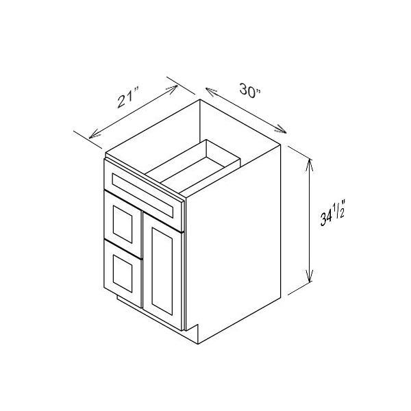 Single Door Double Drawer Sink Base Vanities-Left