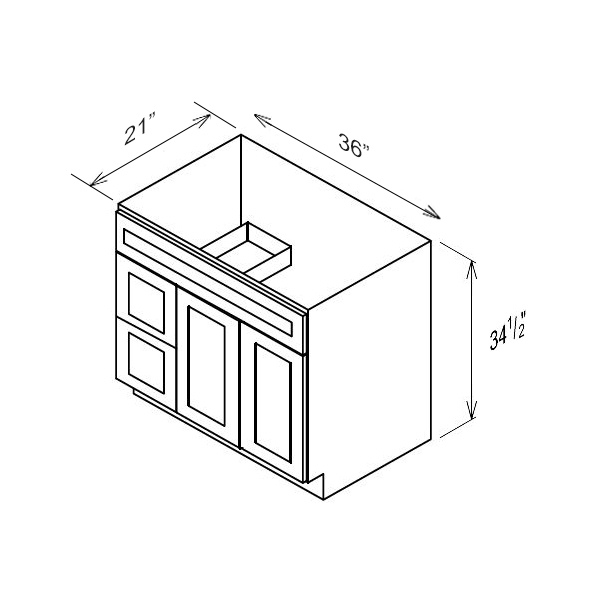 Double Door And Drawer Sink Base Vanities-Left