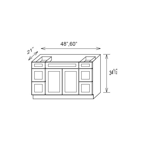 Four Door Two Drawer Sink Base Vanities