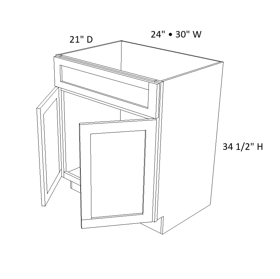 2 Door 2 Drawers Vanity Base Cabinet