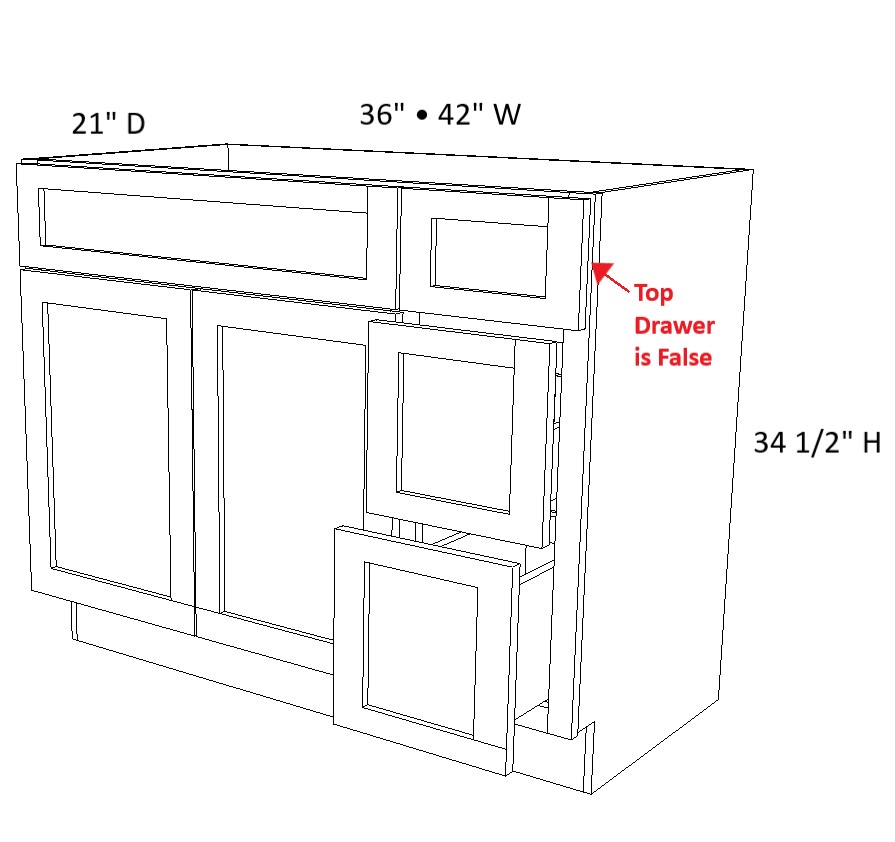 2 Doors 2 Drawers Left Vanity Base Cabinet