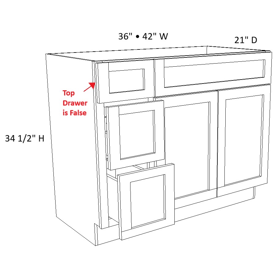 2 Doors 2 Drawers Right Vanity Base Cabinet