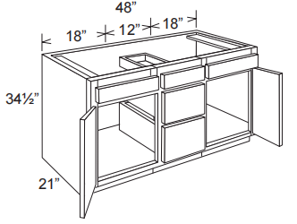 Vanity Combo Cabinet With 2 Sink