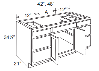 Vanity Combo Cabinet With 2 Sink