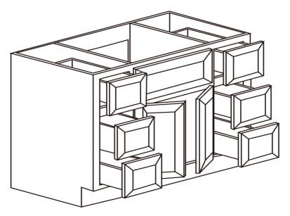 Vanity Sink Base Combo With 3 Drawers Left And Right