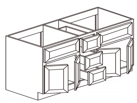 Vanity Sink Base Combo With 3 Drawers Middle