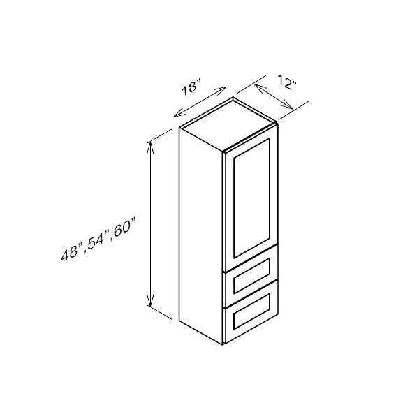 2 Built-In Drawers Wall Cabinet